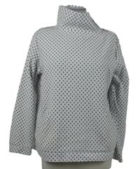 Dámská bílo-šedá puntíkovaná fleecová mikina se stojáčkem Up2Fashion 