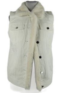 Dámská smetanová riflová lehce zateplená vesta s kožíškem Maloo 