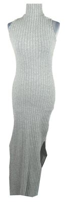 Dámské šedé žebrované midi šaty s rolákem Shein 