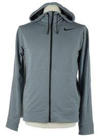 Pánská šedá propínací sportovní funkční mikina s logem a kapucí Nike 
