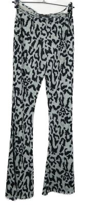 Dámské černo-bílé vzorované zvonové elastické kalhoty Boohoo 