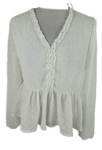 Dámská bílá puntíkovaná šifonová peplum halenka Hailys 