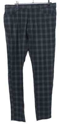 Pánské šedo-tmavošedé kostkované skinny fit kalhoty H&M vel. 36