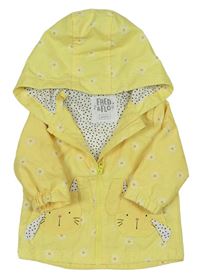 Žlutá květovaná šusťáková jarní bunda s králíky a kapucí F&F