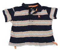 Tmavomodro-šedo-oranžové pruhované polo tričko Rebel