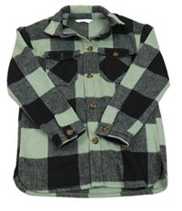 Černo-světlezelená kostkovaná košilová vlněná bunda H&M