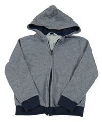 Tmavomodro-bílá pruhovaná propínací mikina s kapucí H&M