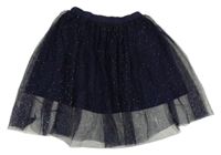 Tmavomodrá tylová sukně s flíčky George