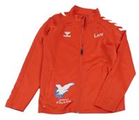 Červená sportovní propínací mikina s potiskem Hummel