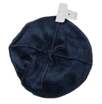 Nové - Tmavomodrý sametový baret s výšivkou