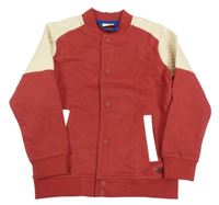 Červeno-béžová baseballová mikina s číslem S. Oliver