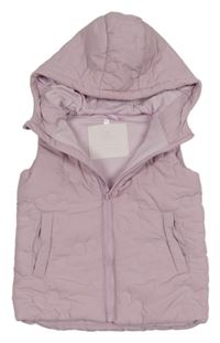 Lila šusťáková květinová zateplená vesta s kapucí Topolino