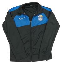 Šedo-modrá sportovní funkční propínací mikina s potislem Nike