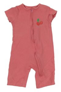 Růžový žebrovaný overal s třešněmi Primark