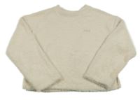 Světlebéžová chlupatá crop mikina s nápisem Dunnes