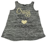 Černo-bílý melírovaný úpletový top s nápisem Page one young