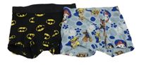 2x boxerky modré s Paw PAtrol+ černé s Batmanem 