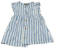 Modro-bílé pruhované šaty s volány Primark 