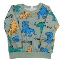 Khaki mikina s dinosaury 