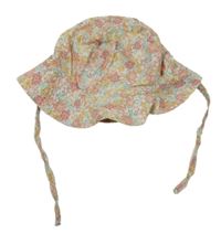 Smetanový plátěný klobouček s květinami H&M