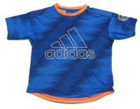 Modré vozorované funkční tričko s logem Adidas