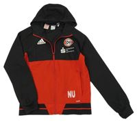 Černo-červená šusťáková jarní funkční bunda s kapucí Adidas