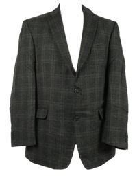 Pánské šedo-béžové kostkované vlněné sako 