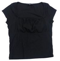 Černé žebrované crop tričko New Look