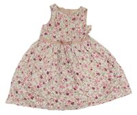 Bílo-světlerůžové květované krajkové šaty Primark