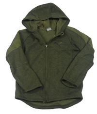 Khaki melírovaná propínací mikina s kapucí Puma