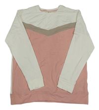 Bílo-hnědo-růžové mikinotriko M&S