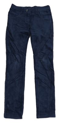 Tmavomodré sametové žebrované tregíny Benetton