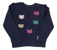 Tmavomodrá mikina s kočkami 
