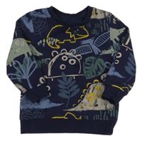 Tmavomodrá mikina s dinosaury a listy George