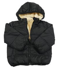 Černá šusťáková zateplená bunda s odepínací kapucí 