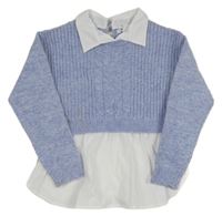 Světlemodrý crop svetr s všitou halenkou Primark