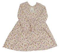 Nové - Bílo-barevné květované bavlnněné šaty 