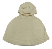 Smetanové pletené pončo s kapucí GAP