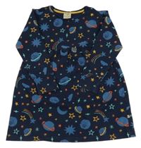 Tmavomodré teplákové šaty s planetami 