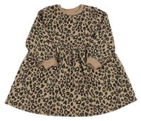 Hnědo-černé teplákové šaty s leopardím vzorem F&F