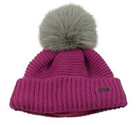 Růžová pletená čepice s bambulí 