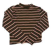 Černo-cihlovo-žluté pruhované triko New Look