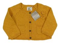 Nové - okrový propínací svetr s kapsami Next