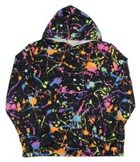 Černo-barevná skvrnitá mikina s kapucí Shein