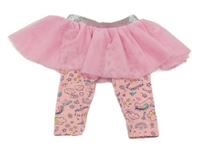 Neonové růžová tylová sukně s všitými legínami s obrázky