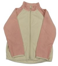 Smetanovo-růžová fleecová propínací mikina H&M