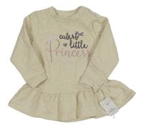 Nové - světlebéžové melírované teplákové šaty s nápisem Nutmeg