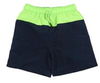 Neonově zeleno-tmavomodré plážové kraťasy Yigga