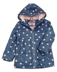 Tmavomodrý puntíkatý nepromokavý jarní kabát s kapucí Lily & Dan