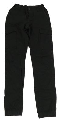 Černé plátěné cuff cargo kalhoty Jack & Jones